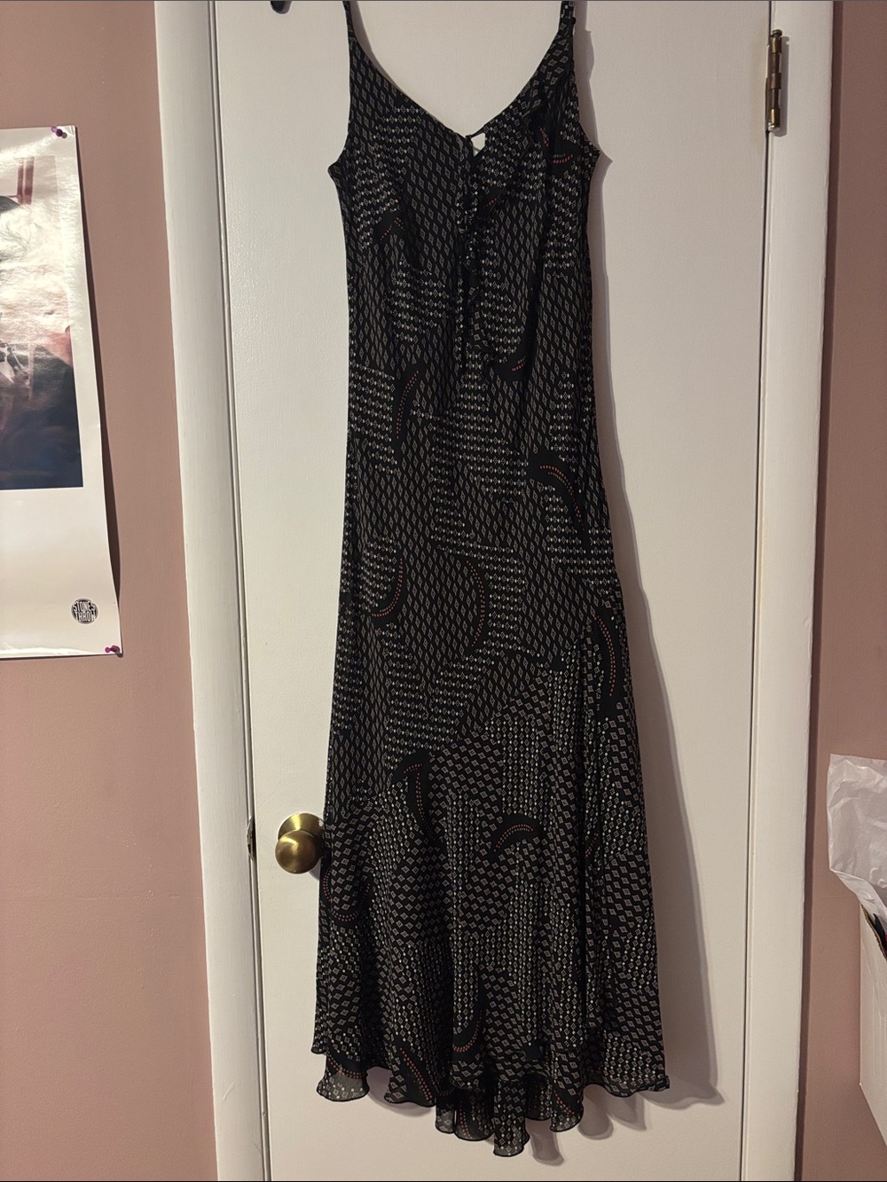 Vintage 90’s Asymmetrical Bias Maxi Printed Dress Betsey Johnson Y2K 14 Long Hot - Picture 3 of 17